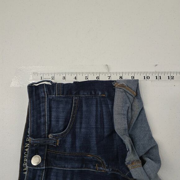 American Eagle hi-rise‎ shortie shorts size 00 super stretch blue womens 5216 - Picture 4 of 8